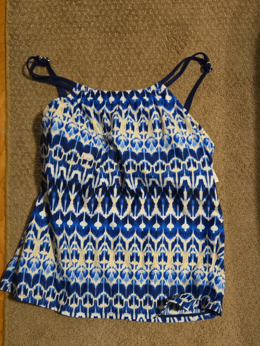 Nwt Maxine of Hollywood Blue and White Patterned Swim Camisole Size 10